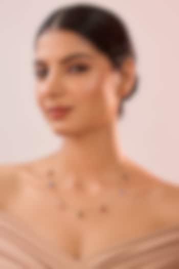 Yellow Gold Finish Eurostar Zircon & Multi-Colored Sapphire Stone Necklace In Sterling Silver by STELLA CREATIONS at Pernia's Pop Up Shop