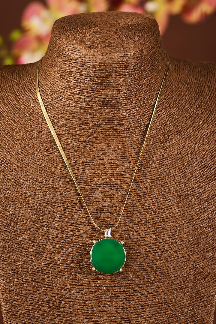 White Gold Finish Eurostar Zircon & Emerald Stone Reversible Necklace In Sterling Silver by STELLA CREATIONS at Pernia's Pop Up Shop
