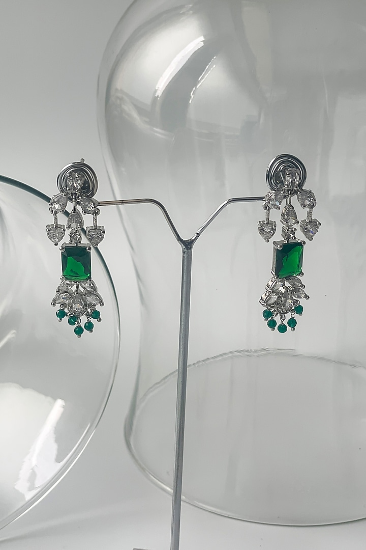 White Finish Zircon & Green Stone Necklace Set by Studio6 Jewels at Pernia's Pop Up Shop