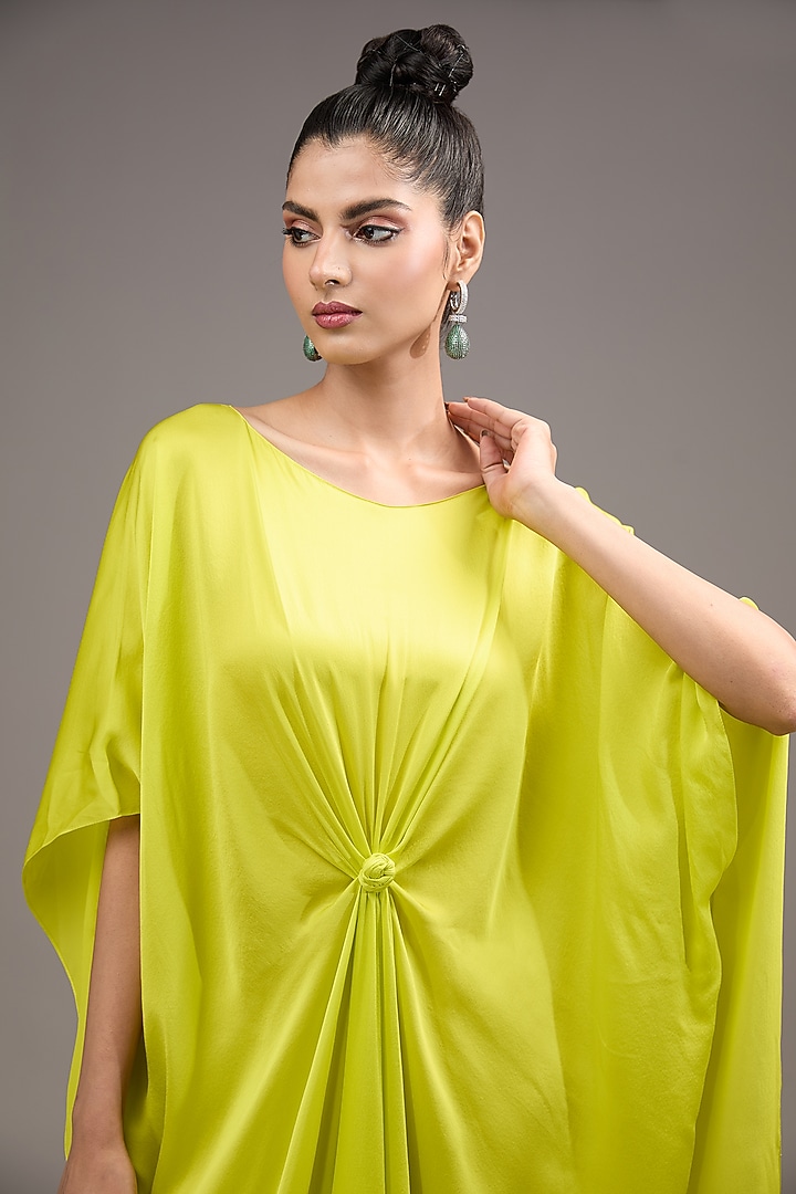 Green Silk Satin Georgette Maxi Vacation Dress by Stephany at Pernia's Pop Up Shop