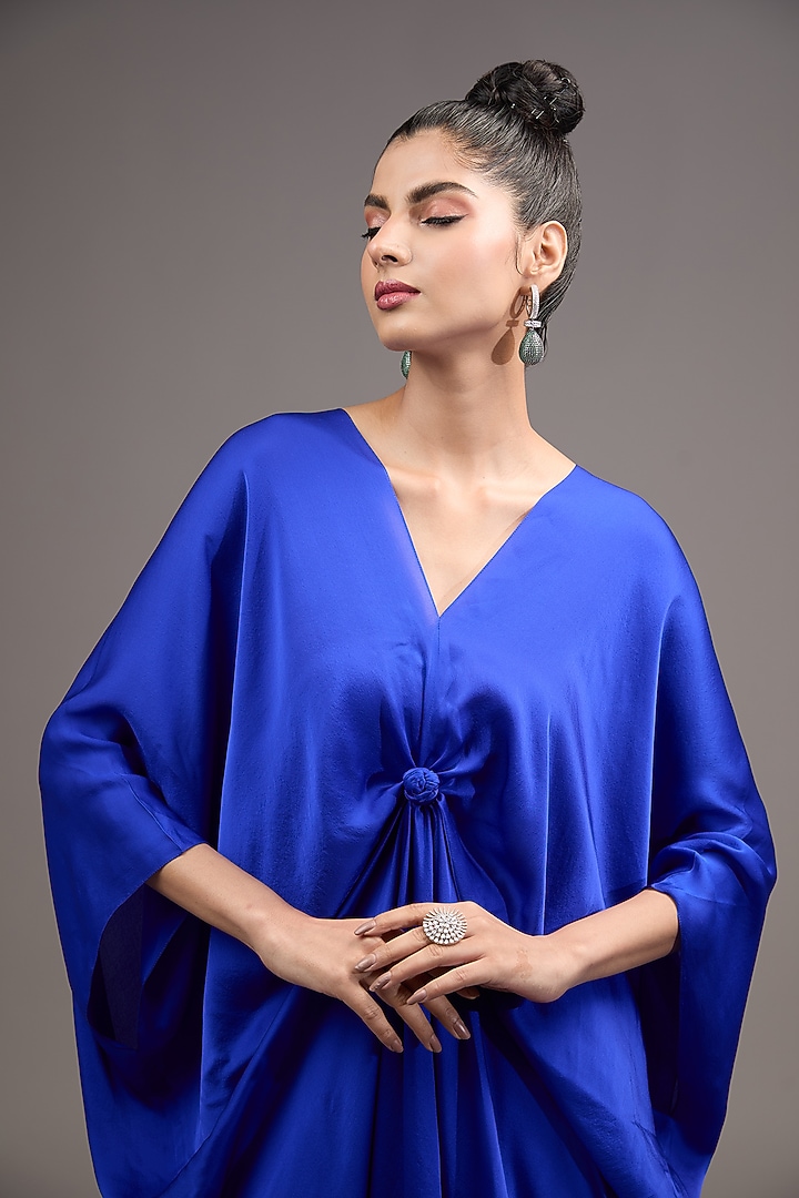 Blue Silk Satin Georgette Co-Ord Set by Stephany at Pernia's Pop Up Shop