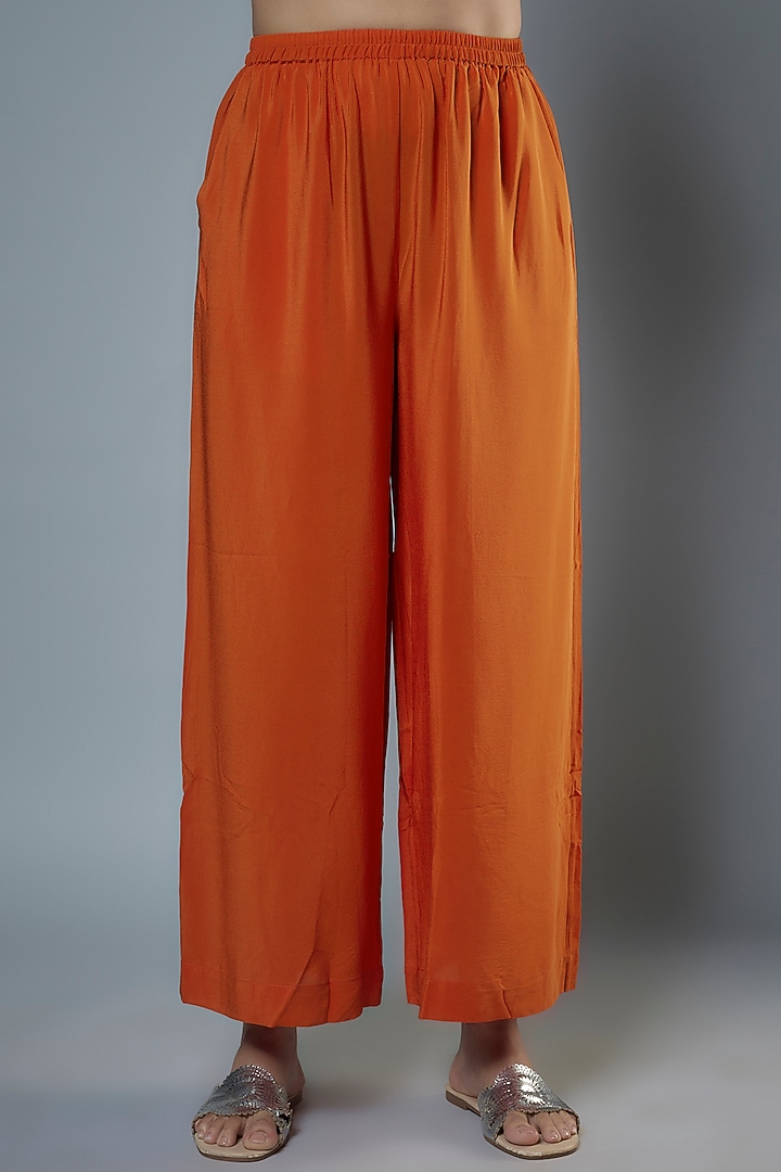 Orange Silk Satin Georgette Kaftan Set by Stephany at Pernia's Pop Up Shop
