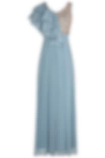 Stone blue embellished jumpsuit available only at Pernia's Pop Up Shop.