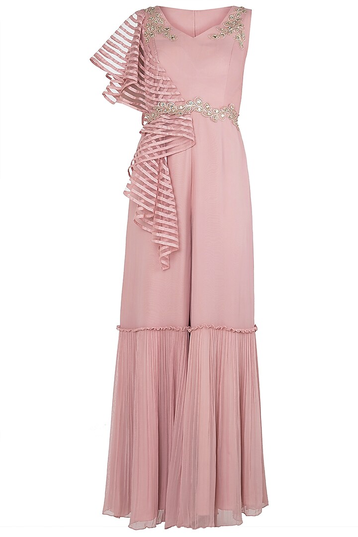 Dusty pink embellished one tier jumpsuit available only at Pernia's Pop Up Shop.