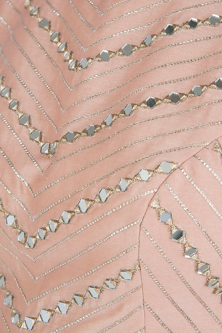 Peach embroidered anarkali with ivory cigarette pants and dupatta available only at Pernia's Pop Up Shop.