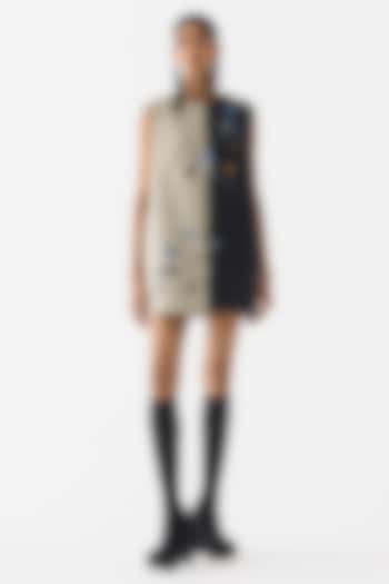 Grey & Black Suiting Mini Vacation Dress by Studio Rigu at Pernia's Pop Up Shop