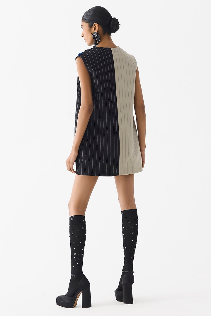 Grey & Black Suiting Mini Vacation Dress by Studio Rigu at Pernia's Pop Up Shop