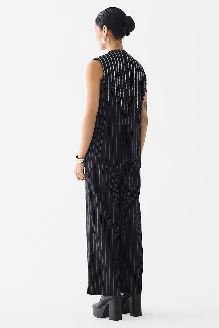 Black Suiting Sequin Embroidered Co-Ord Set by Studio Rigu at Pernia's Pop Up Shop
