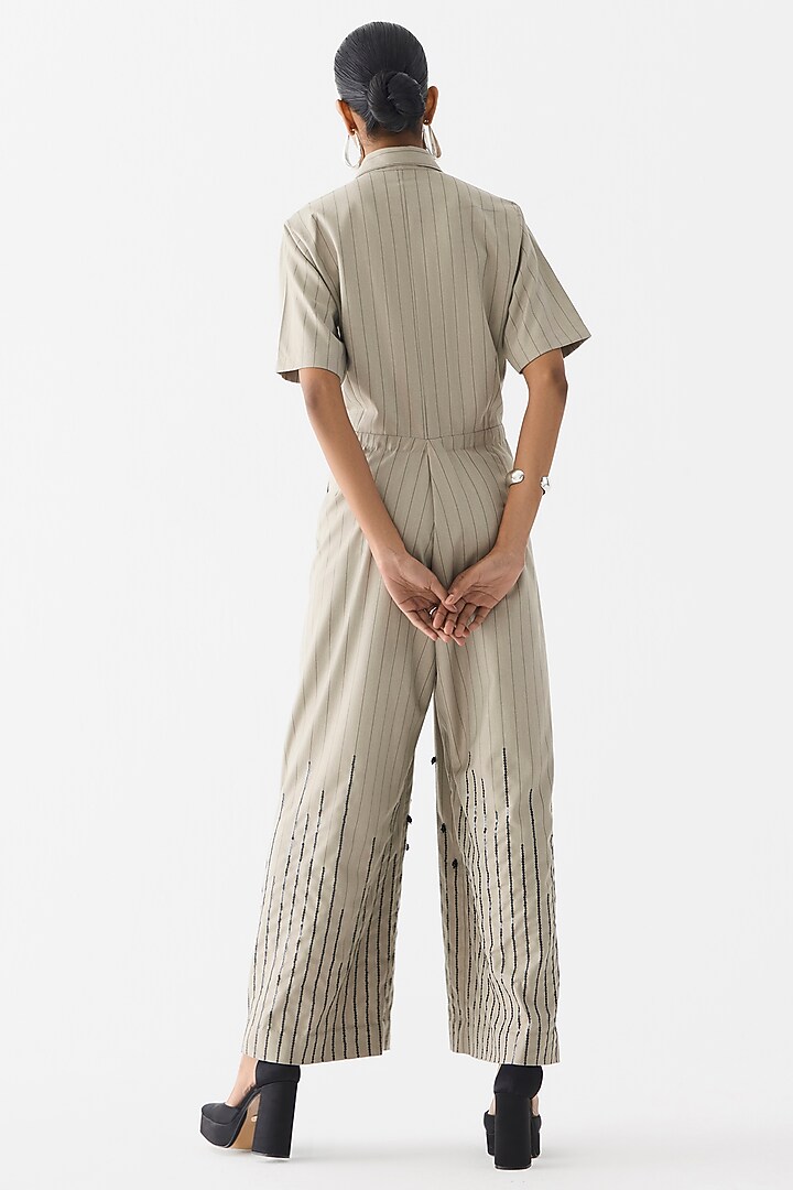 Cream Suiting Sequin Embroidered Jumpsuit by Studio Rigu at Pernia's Pop Up Shop