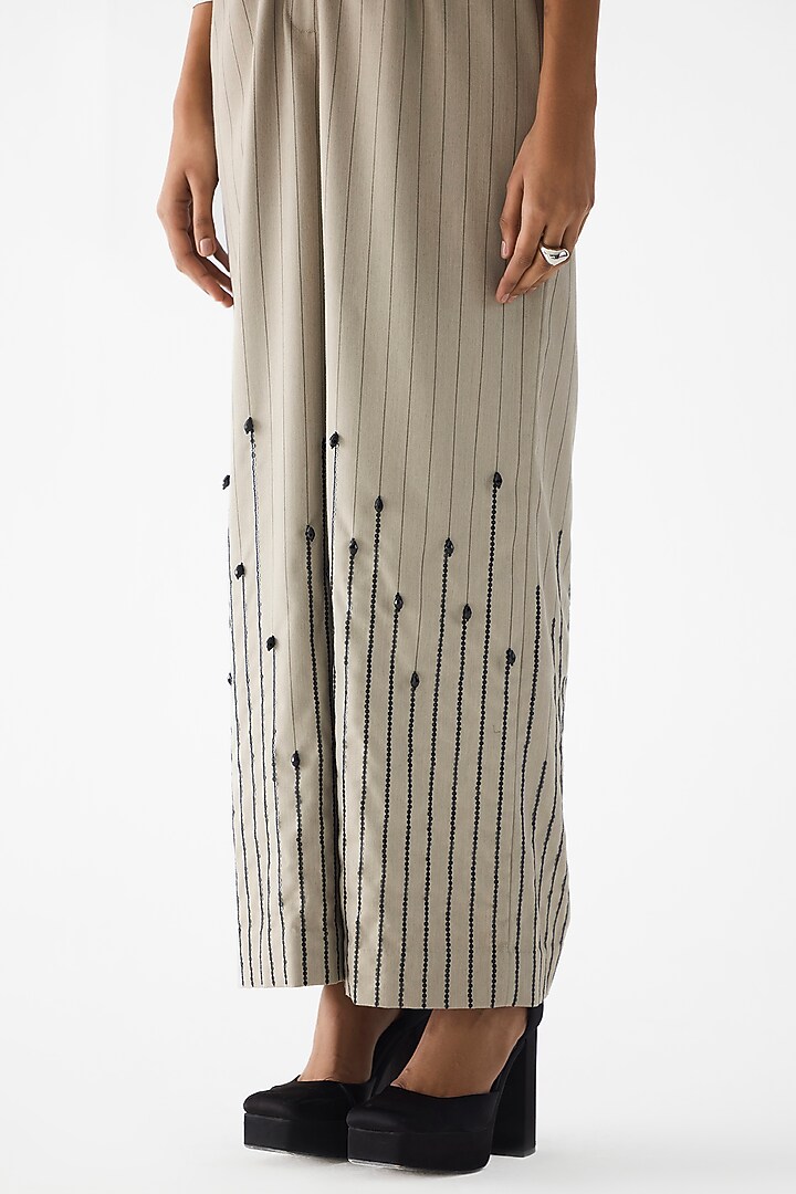 Cream Suiting Sequin Embroidered Jumpsuit by Studio Rigu at Pernia's Pop Up Shop