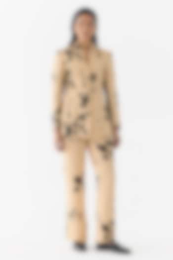 Cream Vegan Silk Floral Printed Co-Ord Set by Studio Rigu at Pernia's Pop Up Shop