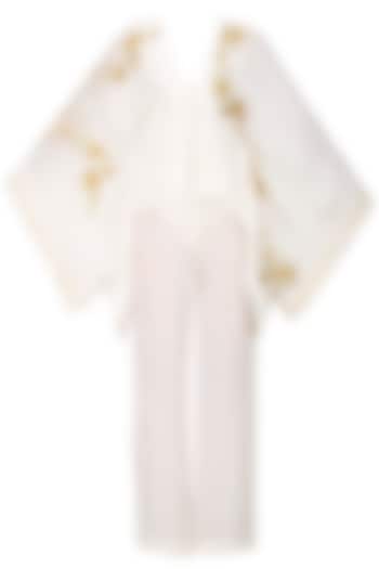 Ivory and gold gold cherry blossoms kaftan top available only at Pernia's Pop Up Shop.