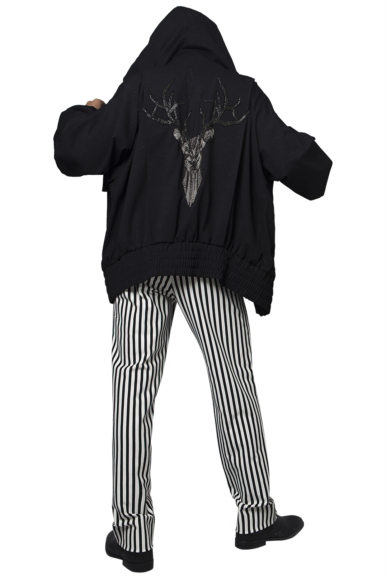Buy Siddartha Tytler Men Black Crystal Deer Bomber Jacket at