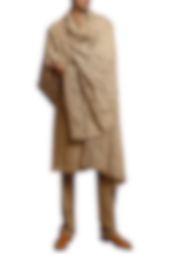Beige French Knotted Wedding Sherwani Set by Siddartha Tytler Men at Pernia's Pop Up Shop