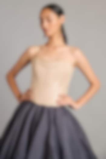 Gold Lamme Quilted Corset Top by Siddartha Tytler at Pernia's Pop Up Shop