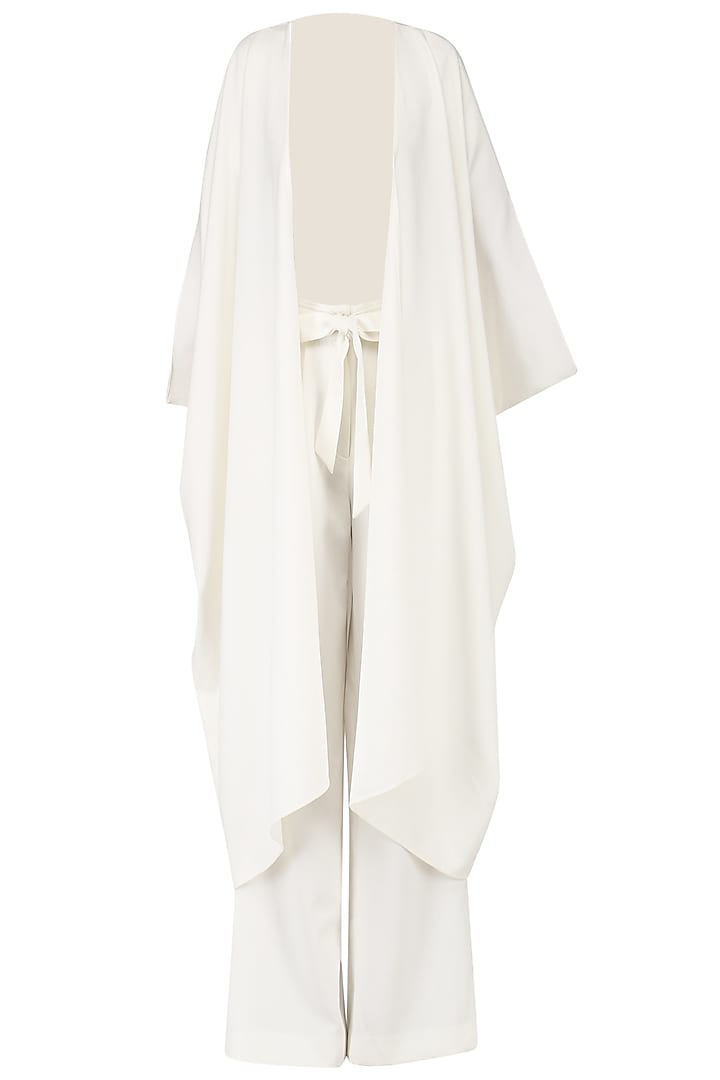 Ivory kaftan jacket with palazzo pants by Siddartha Tytler