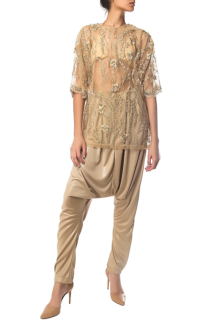 Golden Sheer Embroidered Top by Siddartha Tytler