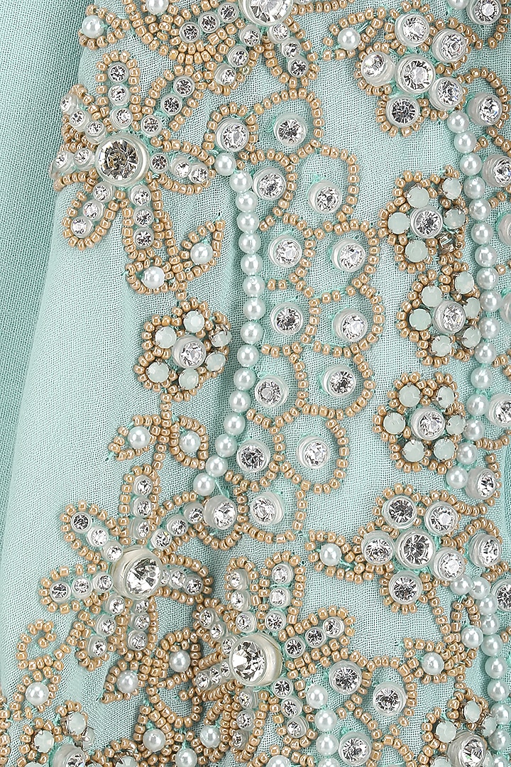 Blue crystal embroidered saree with blouse available only at Pernia's Pop Up Shop.