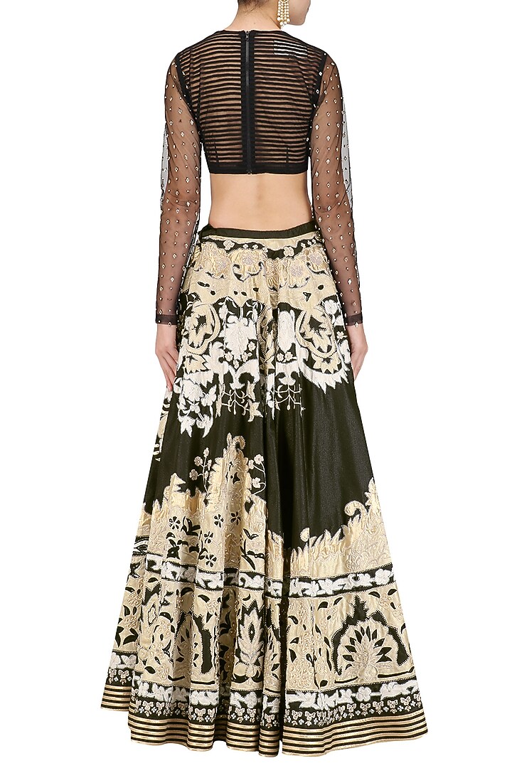 Black embroidered lehega set available only at Pernia's Pop Up Shop.