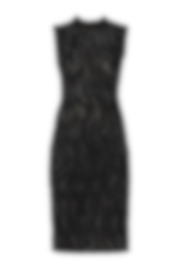 Black Embellished Knee Length Dress by Siddartha Tytler