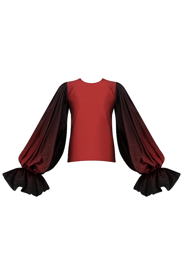 Red to black ombre balloon sleeves top available only at Pernia's Pop Up Shop.