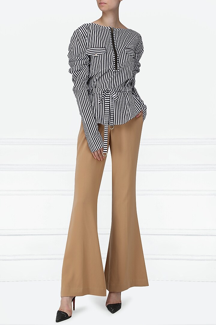 Black and white striped patch work shirt available only at Pernia's Pop Up Shop.