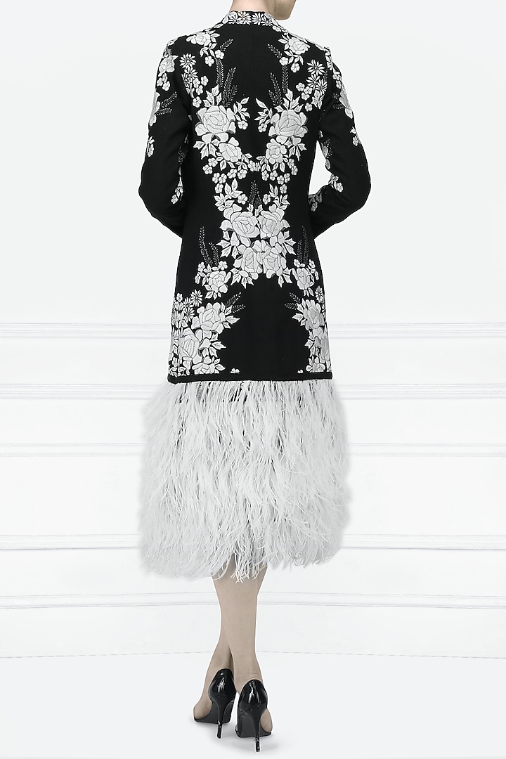 Black and white embroidered ostrich feather jacket available only at Pernia's Pop Up Shop.