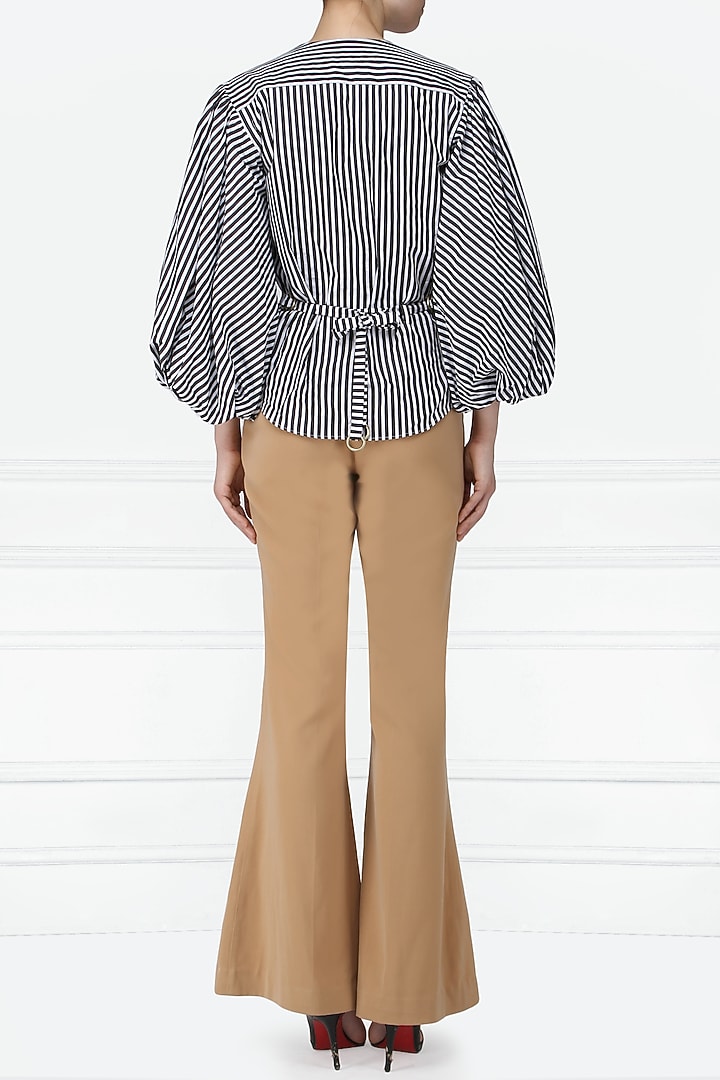 Black and white striped front open shirt available only at Pernia's Pop Up Shop.