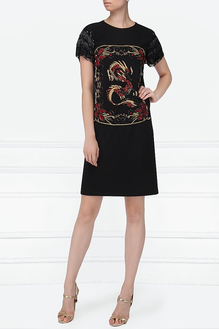 Black embellished tassels dress available only at Pernia's Pop Up Shop.