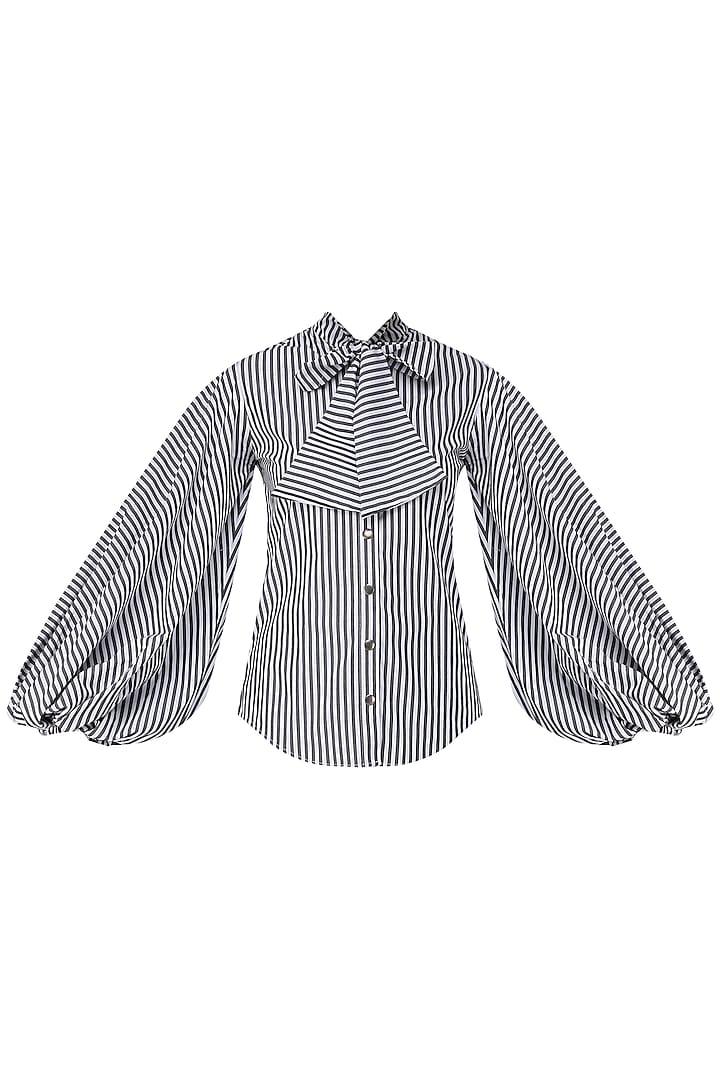 Black and white striped balloon sleeves shirt available only at Pernia's Pop Up Shop.