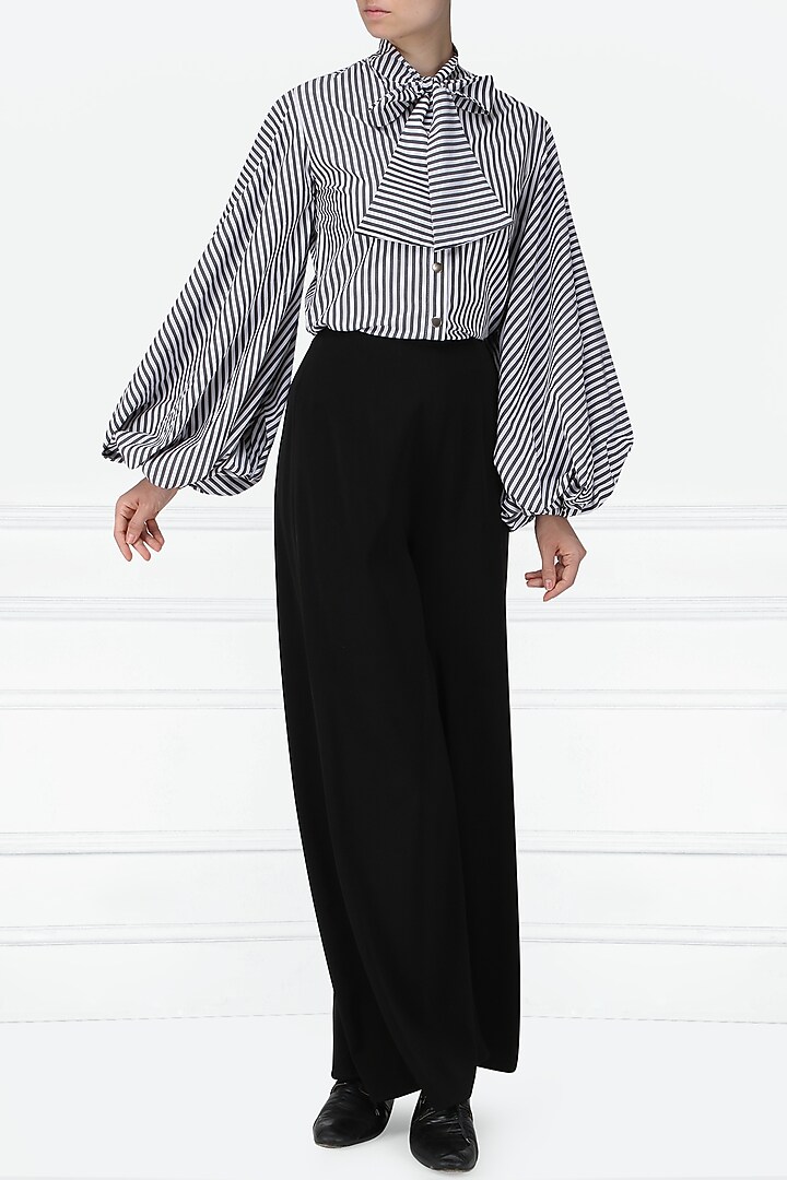 Black and white striped balloon sleeves shirt available only at Pernia's Pop Up Shop.
