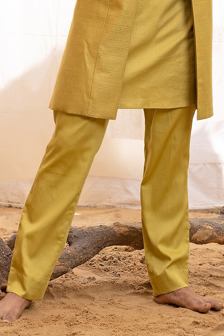 Lime Green Silk Blend Indowestern Jacket Set by Surabhi Agarwal at Pernia's Pop Up Shop