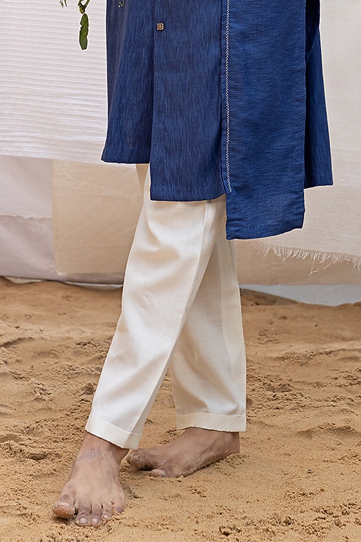 Blue Silk Rayon Kurta Set by Surabhi Agarwal at Pernia's Pop Up Shop