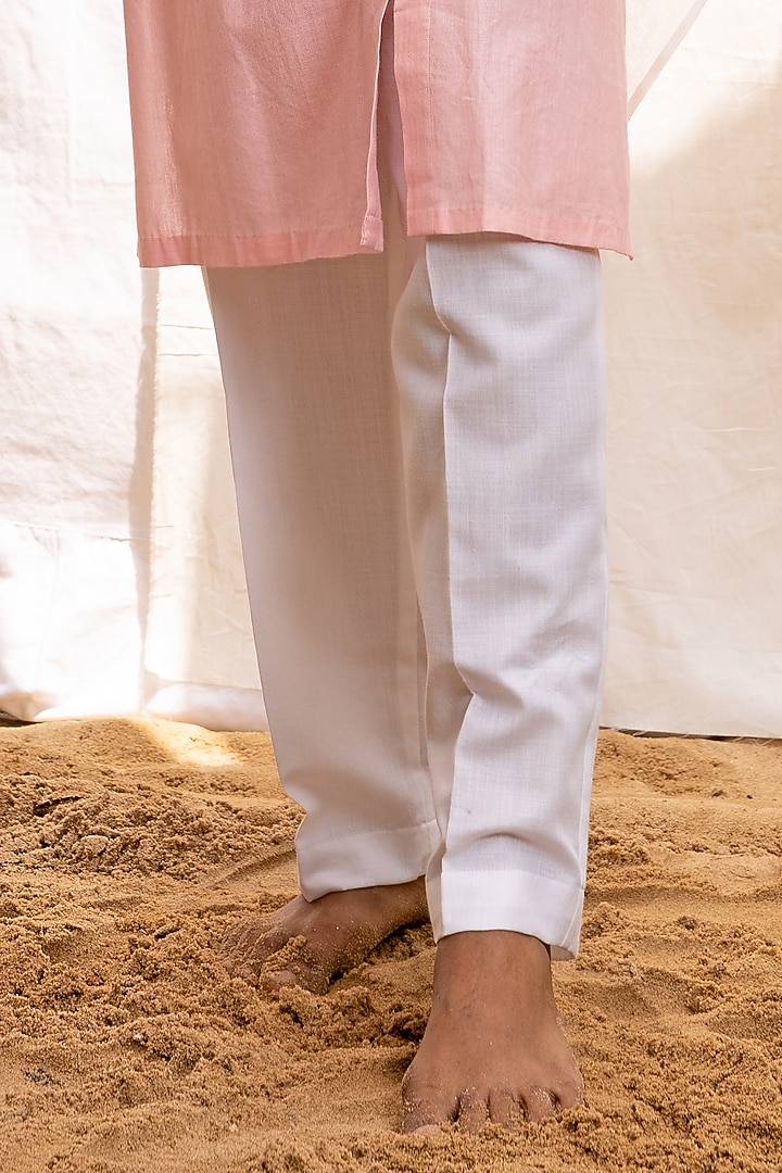 Pink Ombre Linen Blend Overlap Kurta Set by Surabhi Agarwal at Pernia's Pop Up Shop