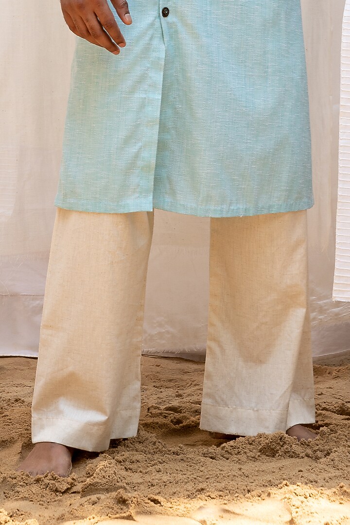 Sky Blue Linen Blend Overlap Kurta Set by Surabhi Agarwal at Pernia's Pop Up Shop