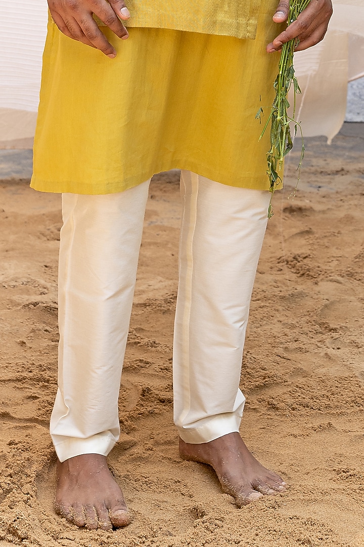 Lime Green Cotton Satin Kurta Set by Surabhi Agarwal at Pernia's Pop Up Shop