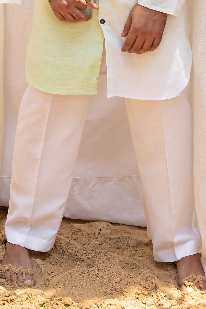 Mint Green Ombre Linen Cotton Kurta Set by Surabhi Agarwal at Pernia's Pop Up Shop
