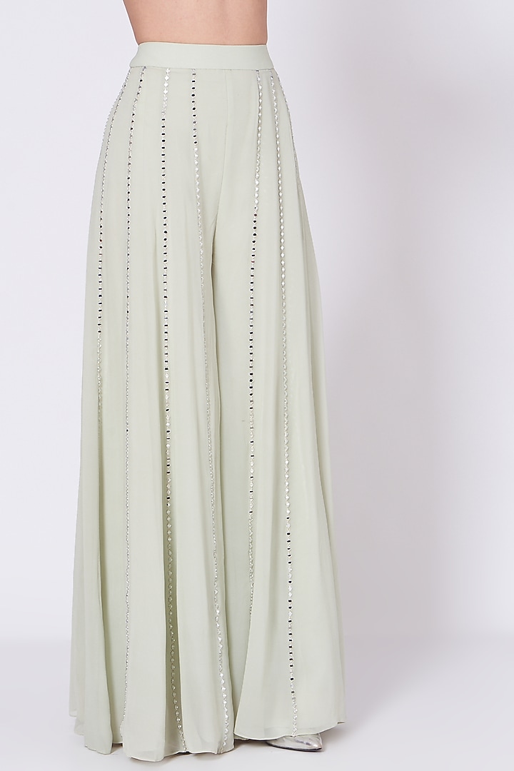 Mint Green Viscose Georgette Wedding Sharara Set by Sunita Bhandari at Pernia's Pop Up Shop