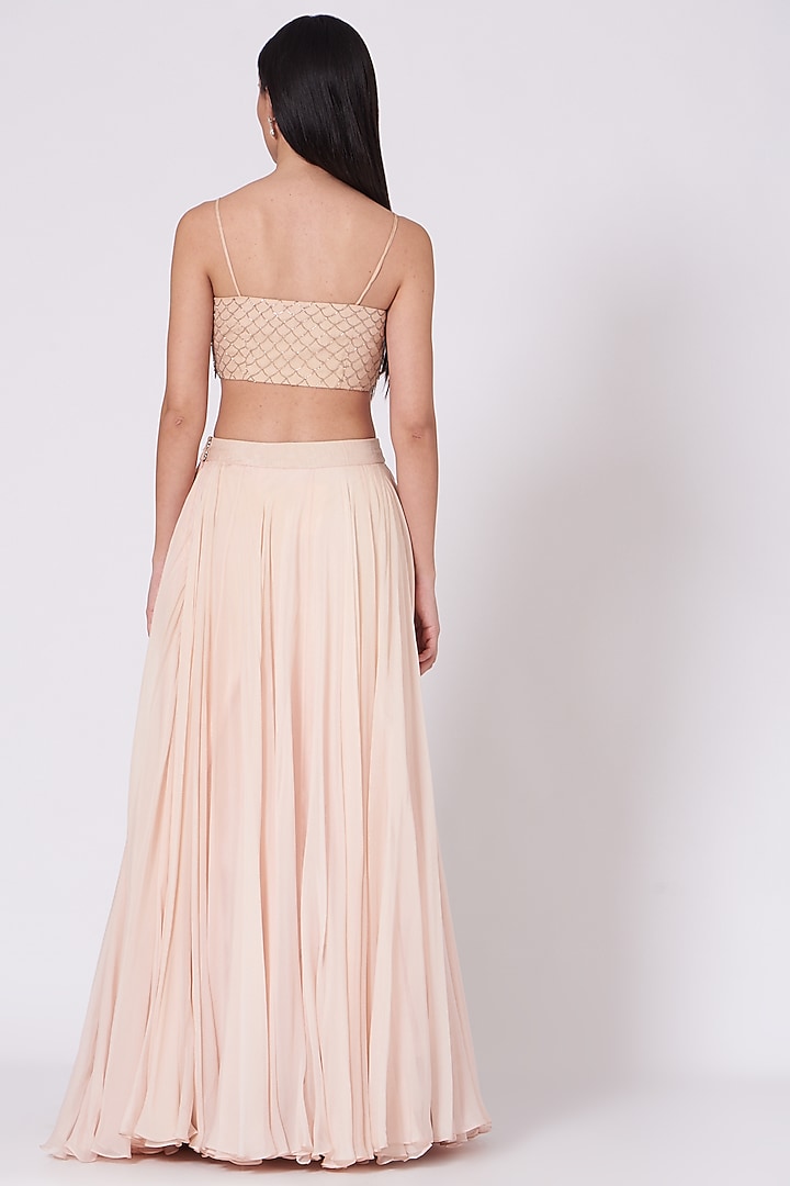 Peach Sequins Embroidered Wedding Lehenga Set by Sunita Bhandari at Pernia's Pop Up Shop