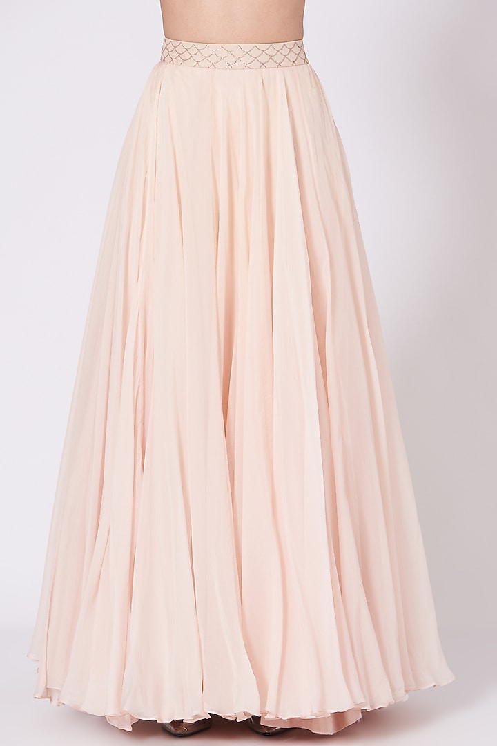 Peach Sequins Embroidered Wedding Lehenga Set by Sunita Bhandari at Pernia's Pop Up Shop