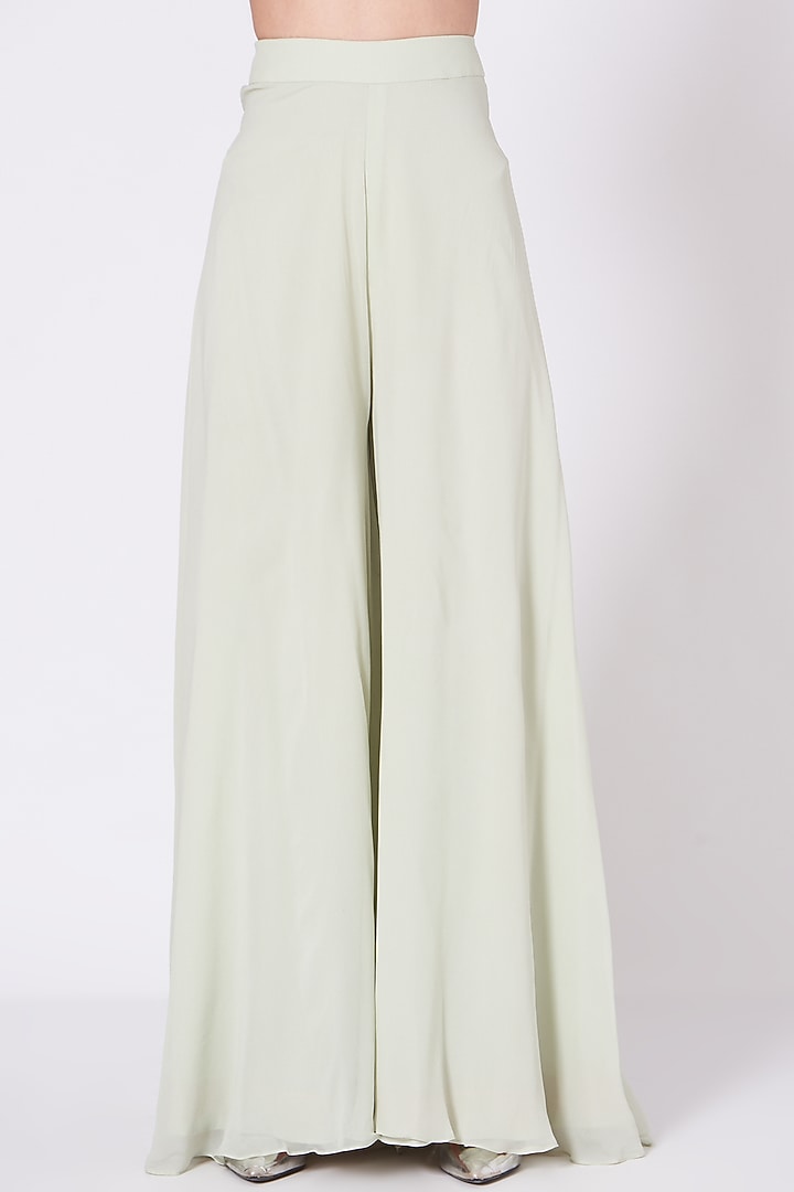 Mint Green Viscose Georgette Wedding Sharara Set by Sunita Bhandari at Pernia's Pop Up Shop