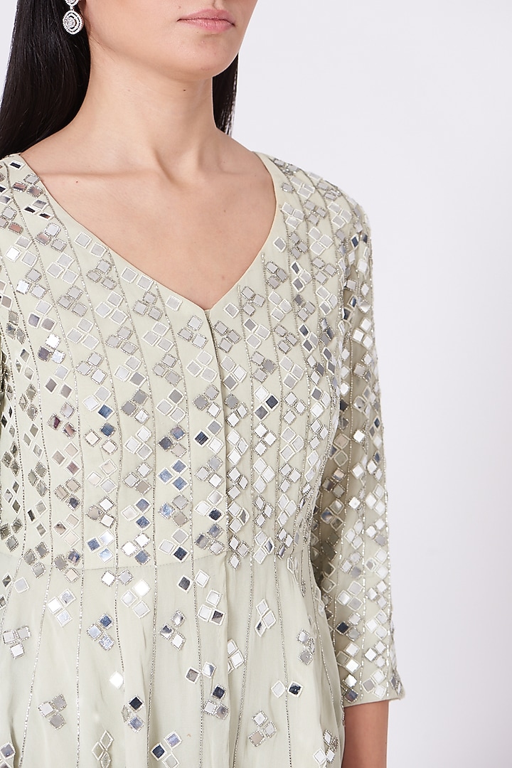 Mint Green Viscose Georgette Wedding Sharara Set by Sunita Bhandari at Pernia's Pop Up Shop