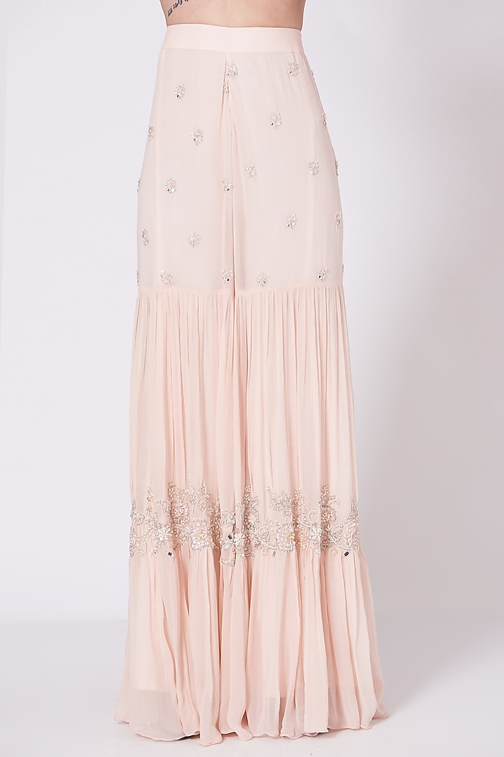 Blush Pink Zardosi Embroidered Wedding Sharara Set by Sunita Bhandari at Pernia's Pop Up Shop