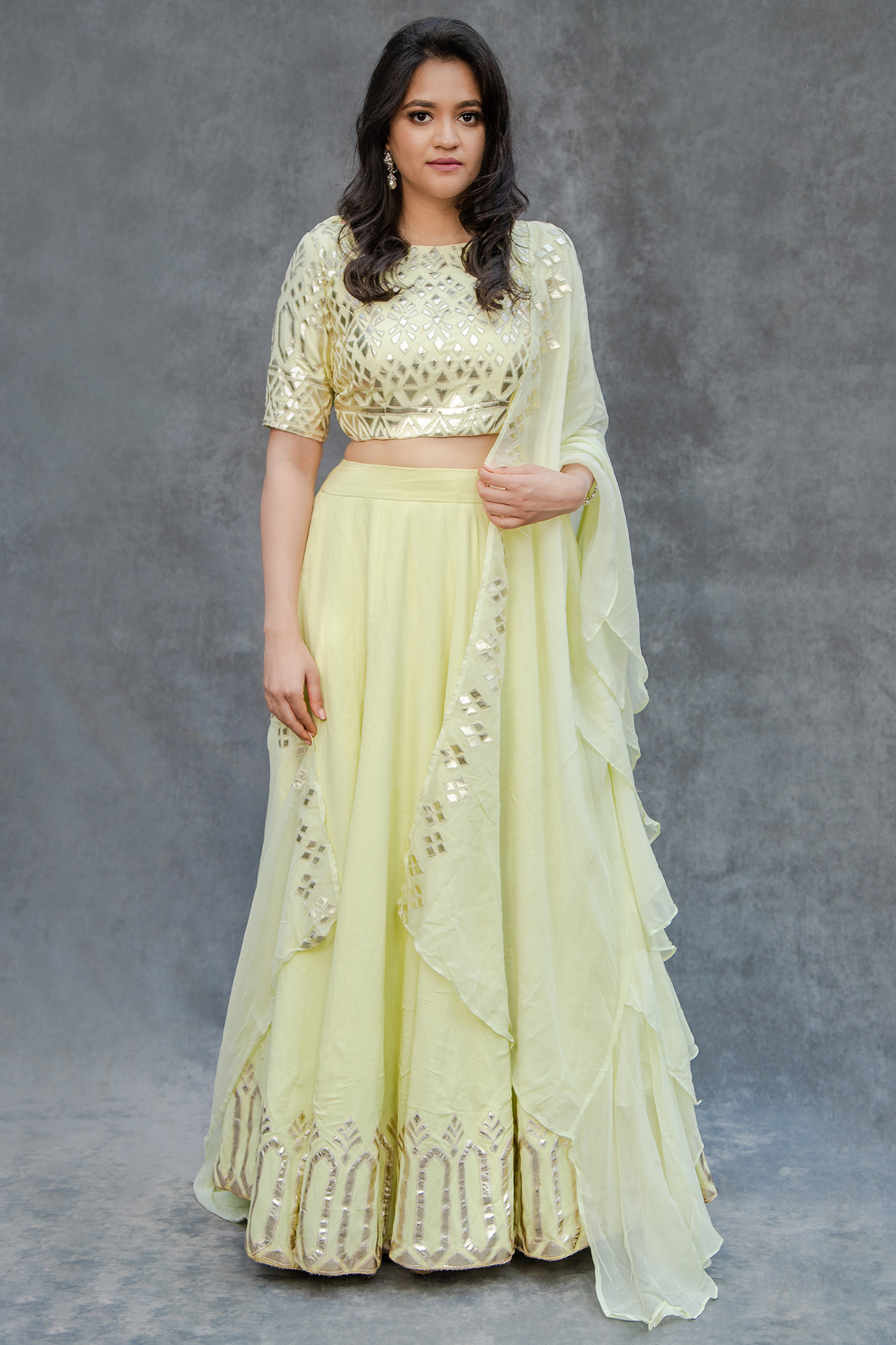 Lime Green Embroidered Flared  dulhan bday 22 may Lehenga Set  by Sunita Bhandari at Pernia's Pop Up Shop