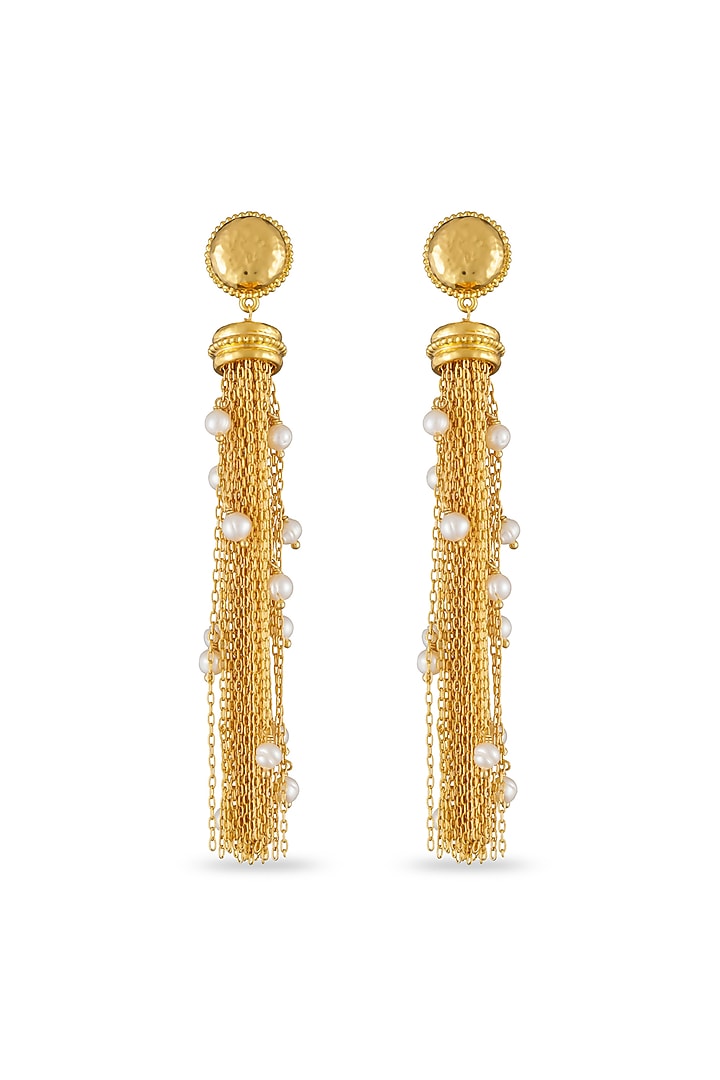 Gold Plated Freshwater Pearl Tassel Earrings by SUCRA at Pernia's Pop Up Shop