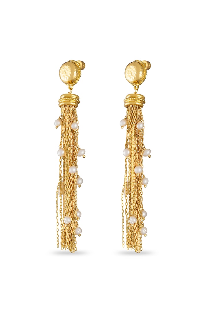 Gold Plated Freshwater Pearl Tassel Earrings by SUCRA at Pernia's Pop Up Shop