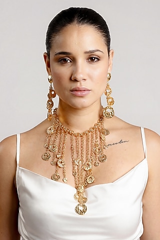 Gold Plated Fluid Chain Drop Necklace by SUCRA