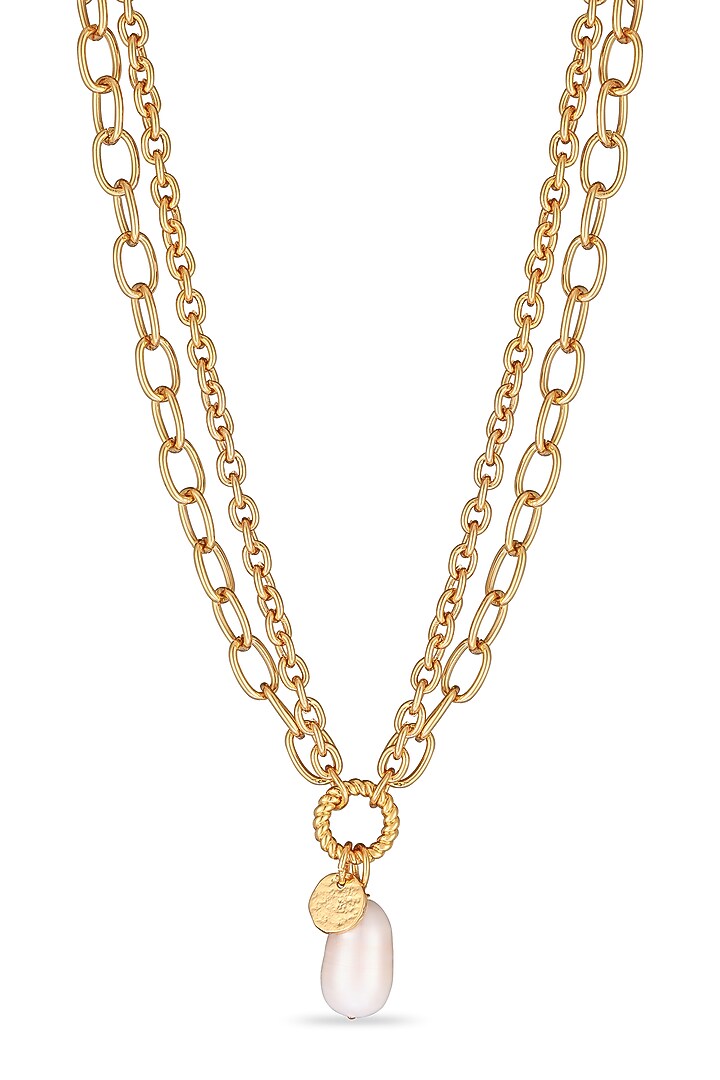 Gold Plated Freshwater Pearl Chain Necklace by SUCRA at Pernia's Pop Up Shop