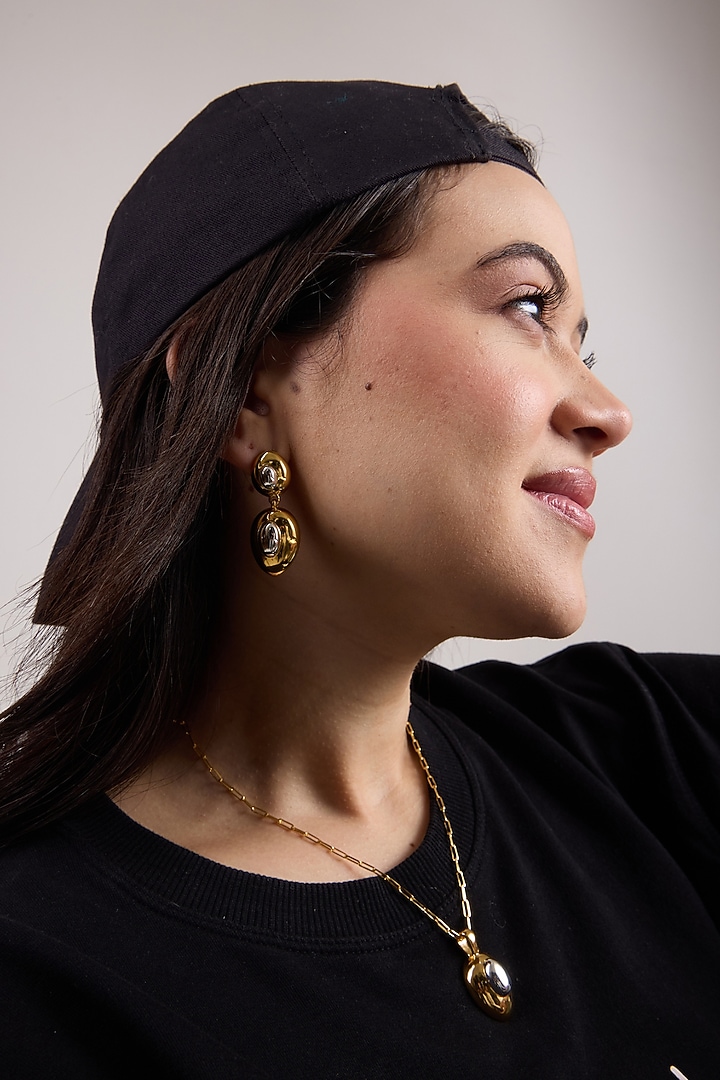 Gold Plated Brass Geometric Statement Dangler Earrings by SUCRA at Pernia's Pop Up Shop