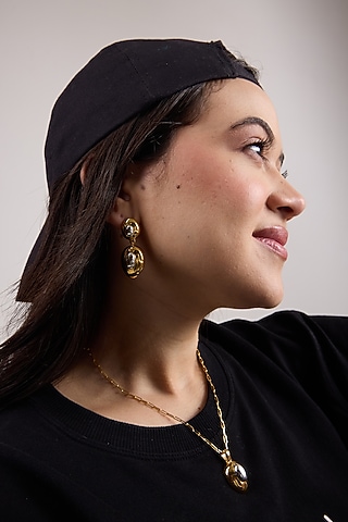 Gold Plated Brass Geometric Statement Dangler Earrings by SUCRA